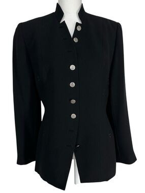 ZELDA / Black Retro Military Button Blazer / Size 10 / Goth Formal Vintage Emo